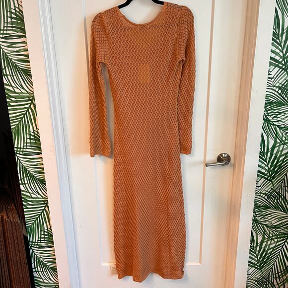 NWT Pretty Lavish Croisette Knit Beaded Midaxi Dress In Apricot Size Small - Picture 7 of 13